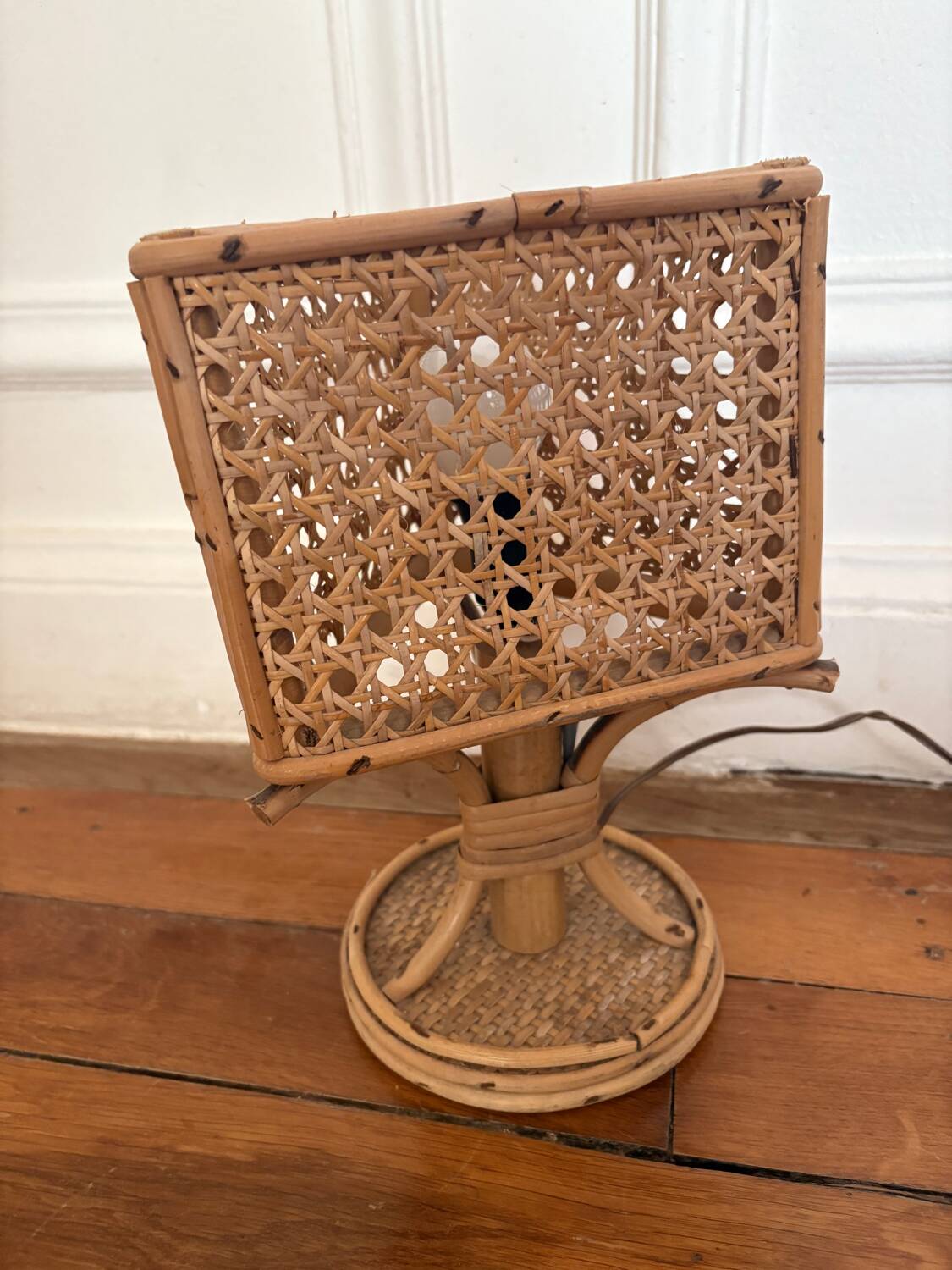 Vintage rattan table lamp 1950-1960 Italian