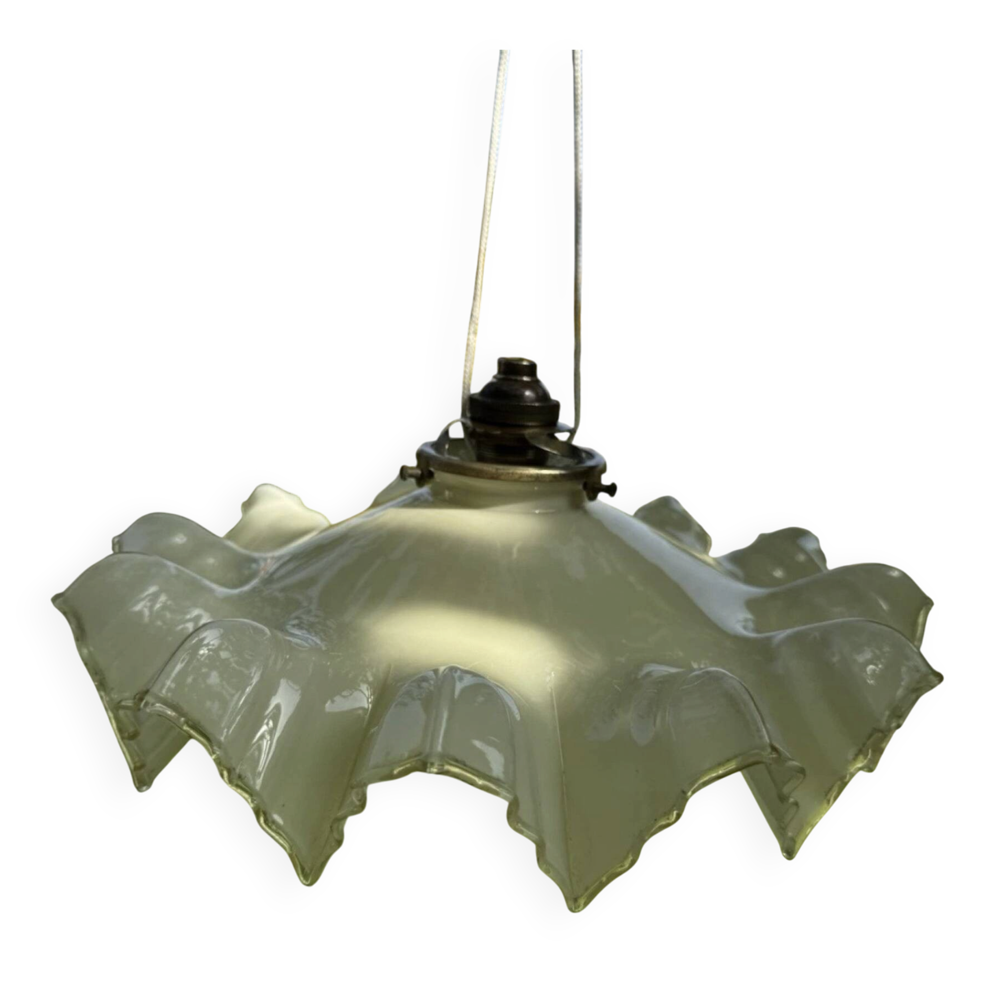 Vintage pleated glass lace lampshade ceiling light