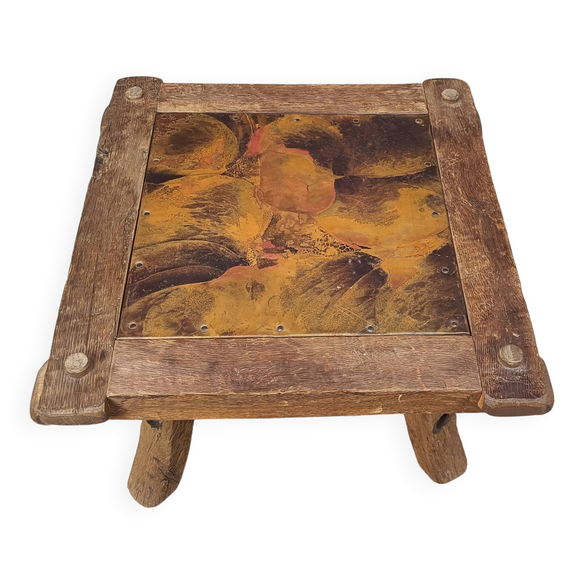 Vintage copper plated brutalist coffee table, 1970s