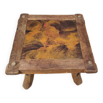 Table basse brutaliste en cuivre plaqué vintage, années 1970