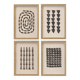 Collection of 4 abstract black paintings on paper signed Eawy.
