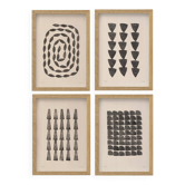 Collection de 4 peintures abstraites noires sur papier signées Eawy