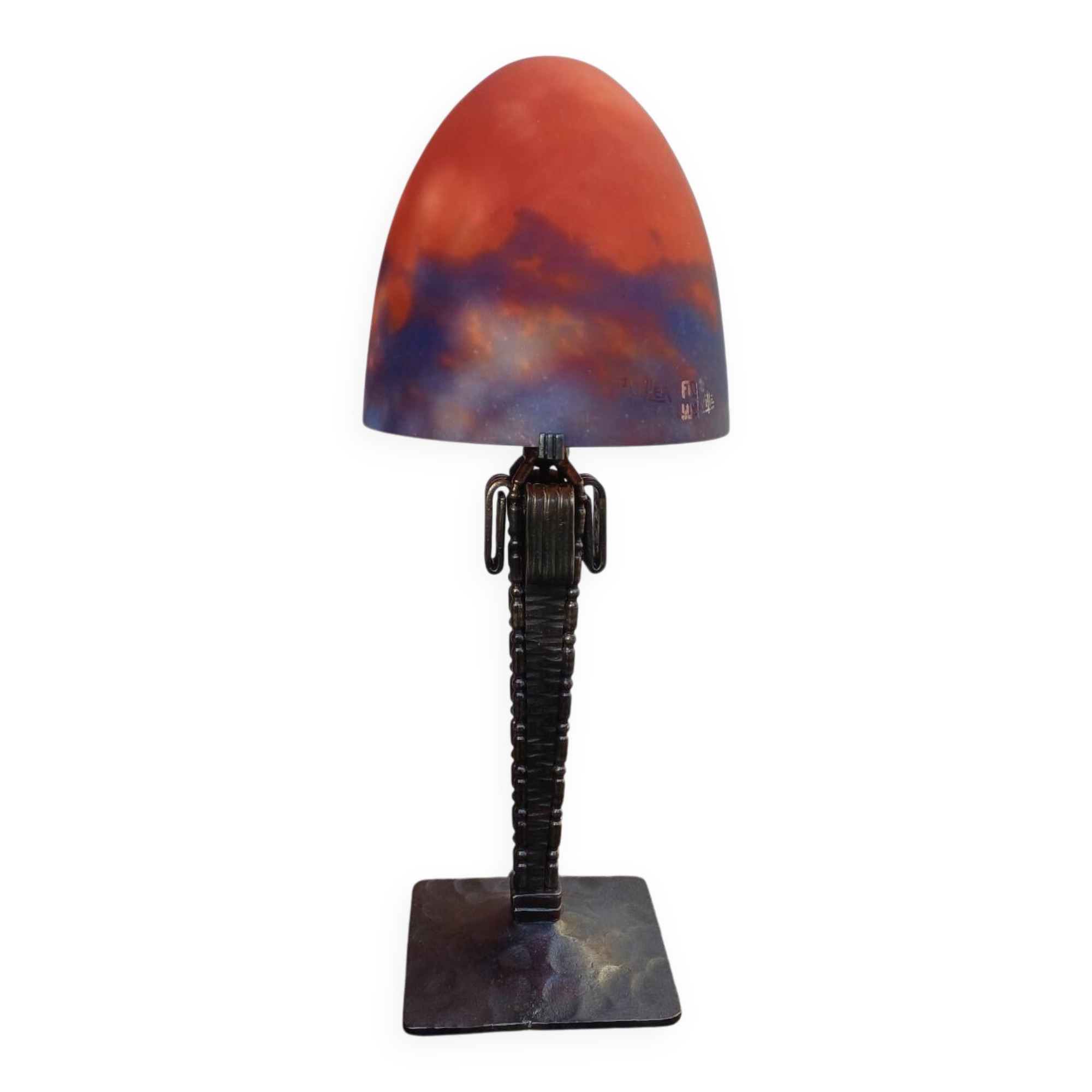 Art Deco Mushroom Lamp Obus glass paste Muller, wrought iron