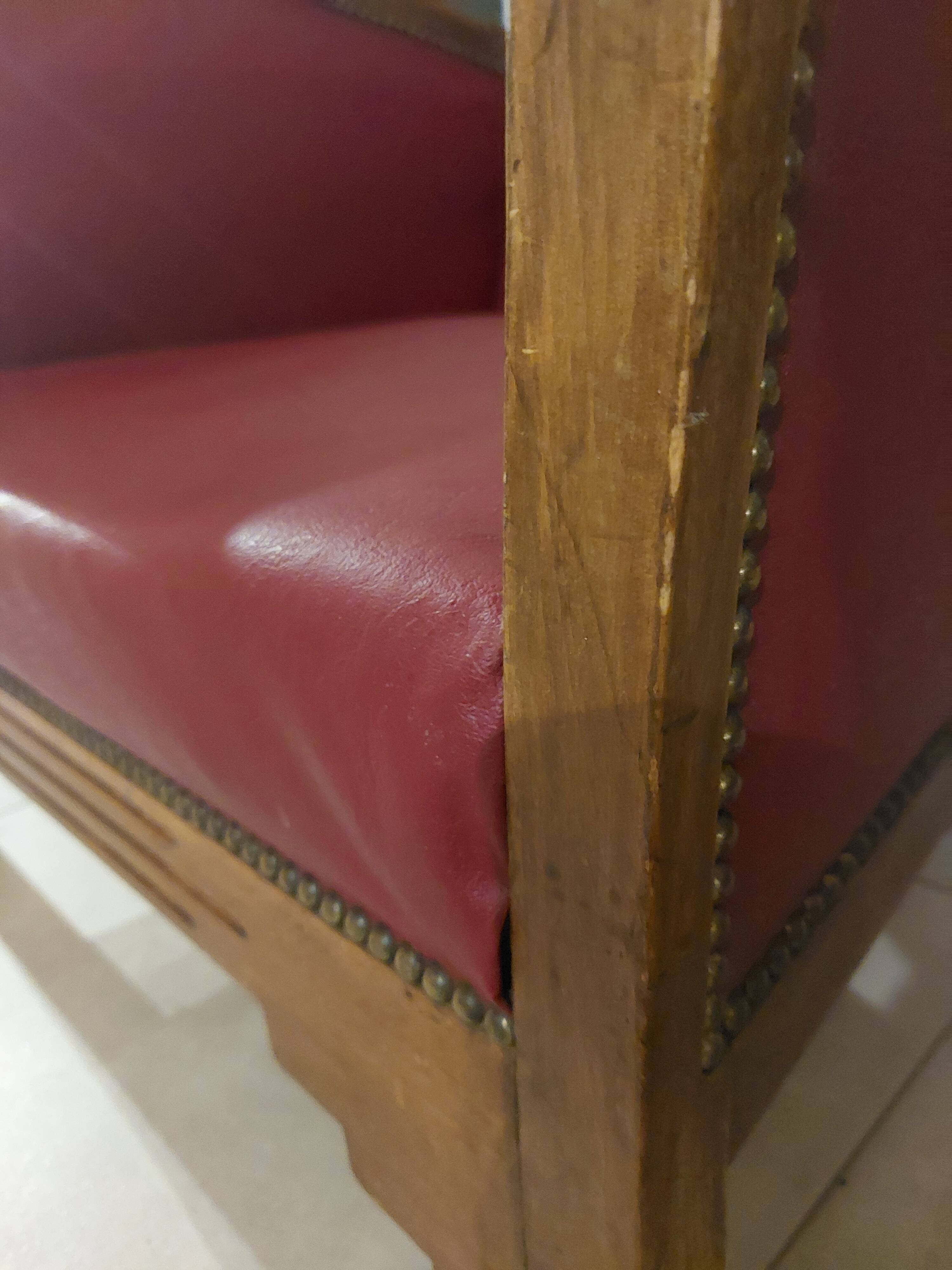 Raspberry red art deco armchair