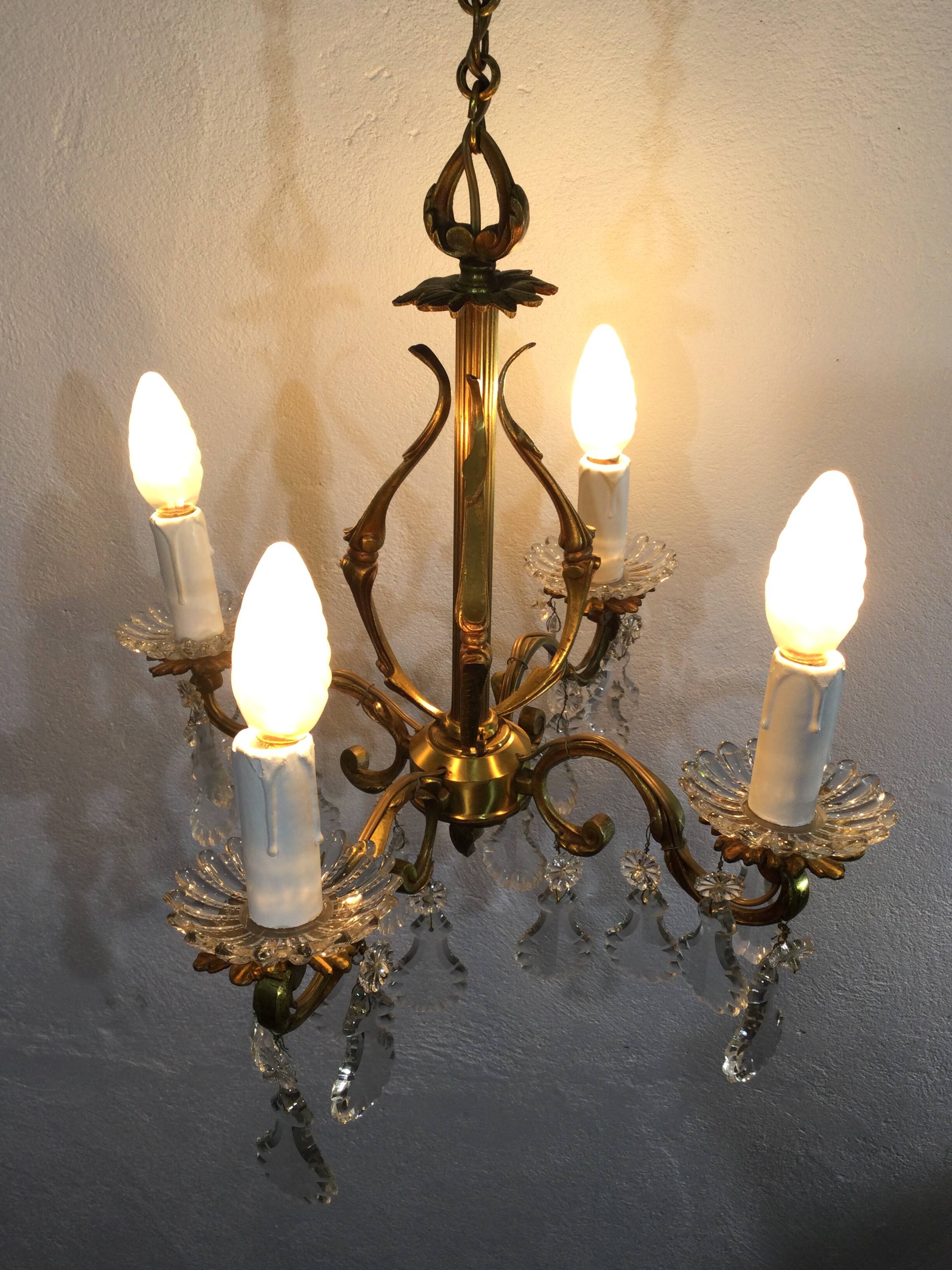 Chandelier With 4 Lights Bronze And Tassels