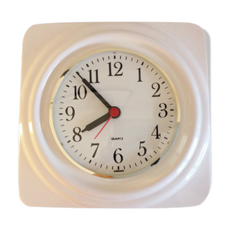 White ceramic square clock, vintage 60/70