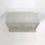 Neoclassical Duck Egg Cabinet Sideboard On Plinth 1970s USA Blue Brass Chinoiserie Retro Vintage