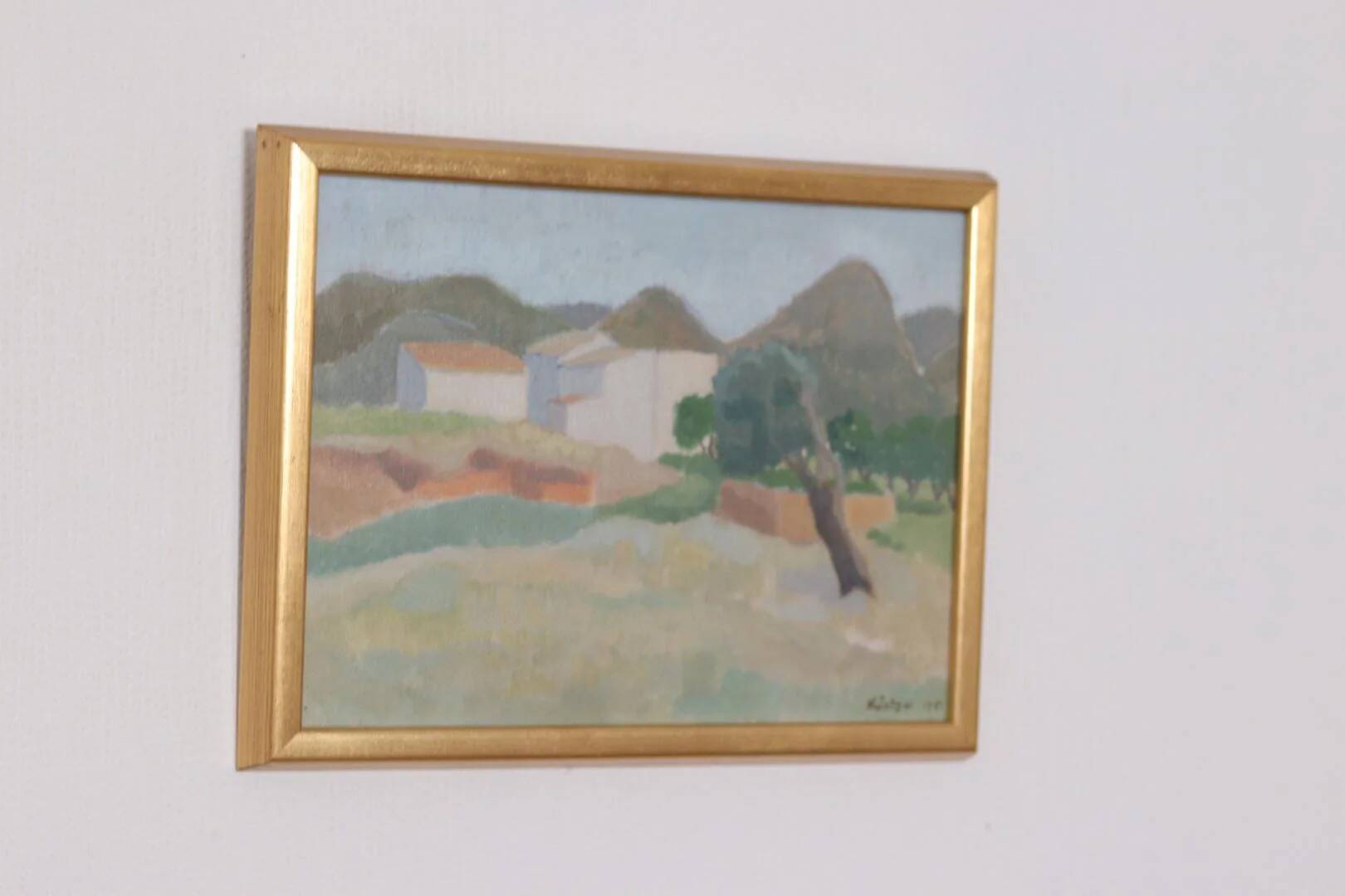 Original Swedish Oil on Panel – “Mountain Village” by Anna Küntzel
