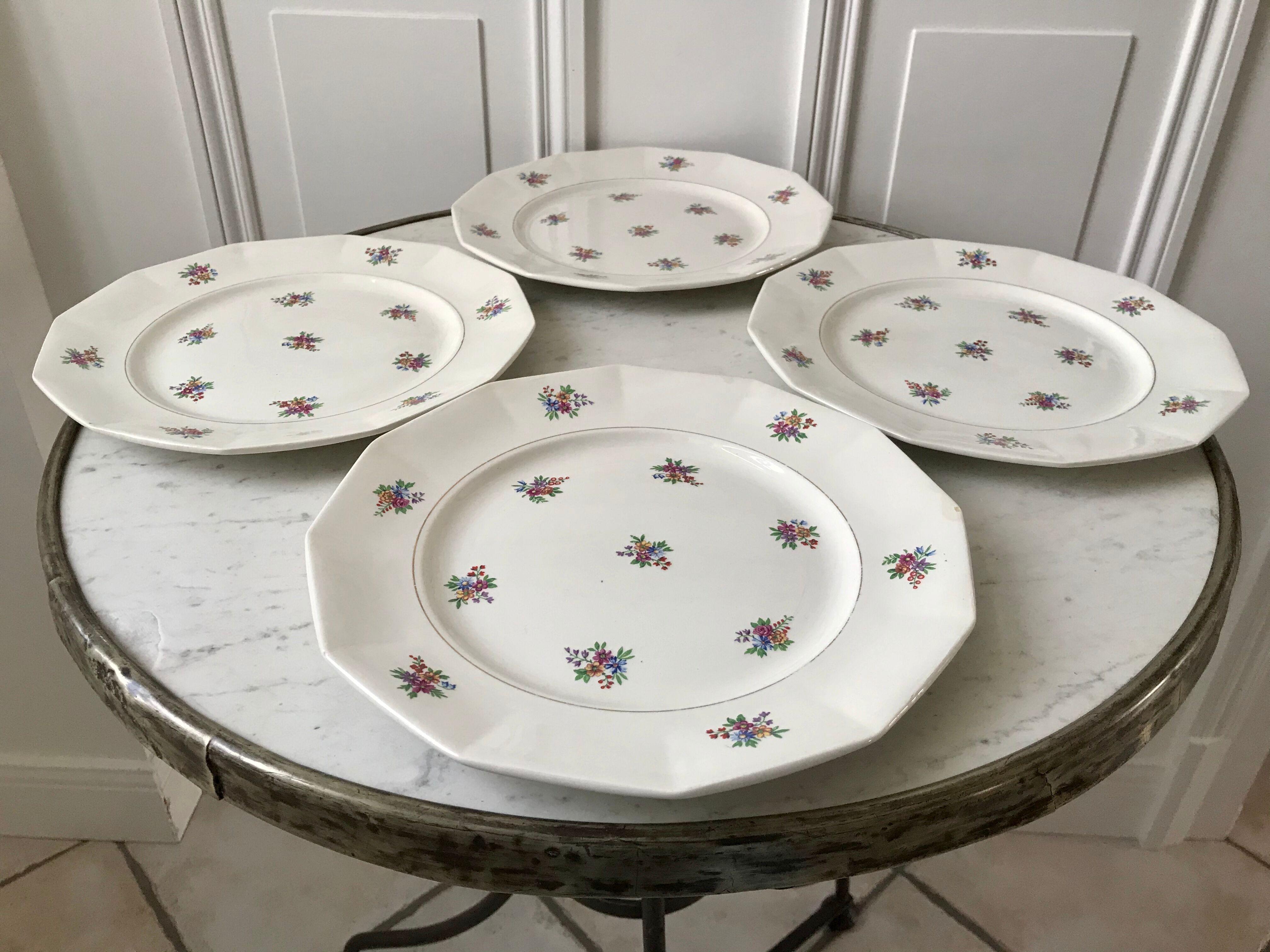 Set of 4 flat plates Céranord Saint-Amand 50s