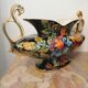 Ceramic planter swan-headed handles by Hubert Bequet
