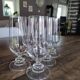 Set of 6 vintage champagne flutes on low crystalline stand