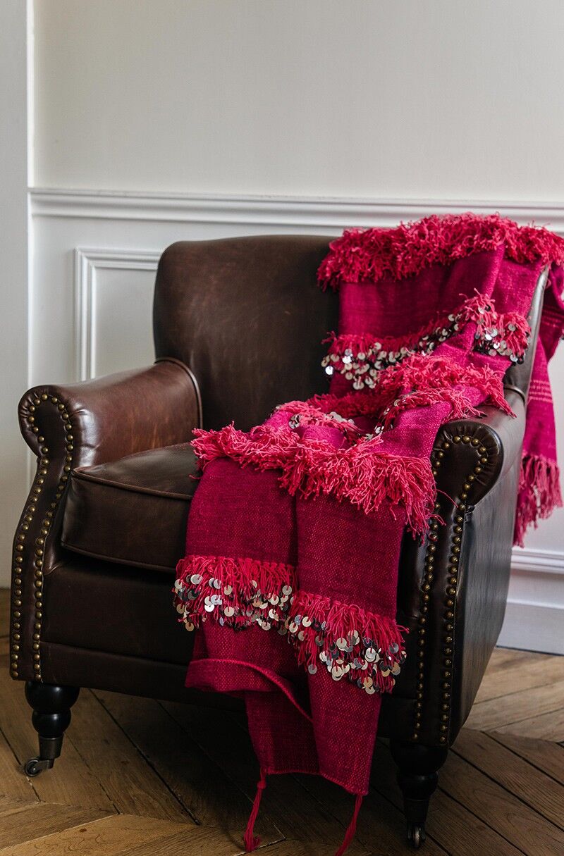 Handira berber rose in laine 184 x 112