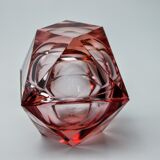 Duo of pink faceted ashtrays by Seguso, murano, italy, 1970