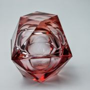 Duo of pink faceted ashtrays by Seguso, murano, italy, 1970