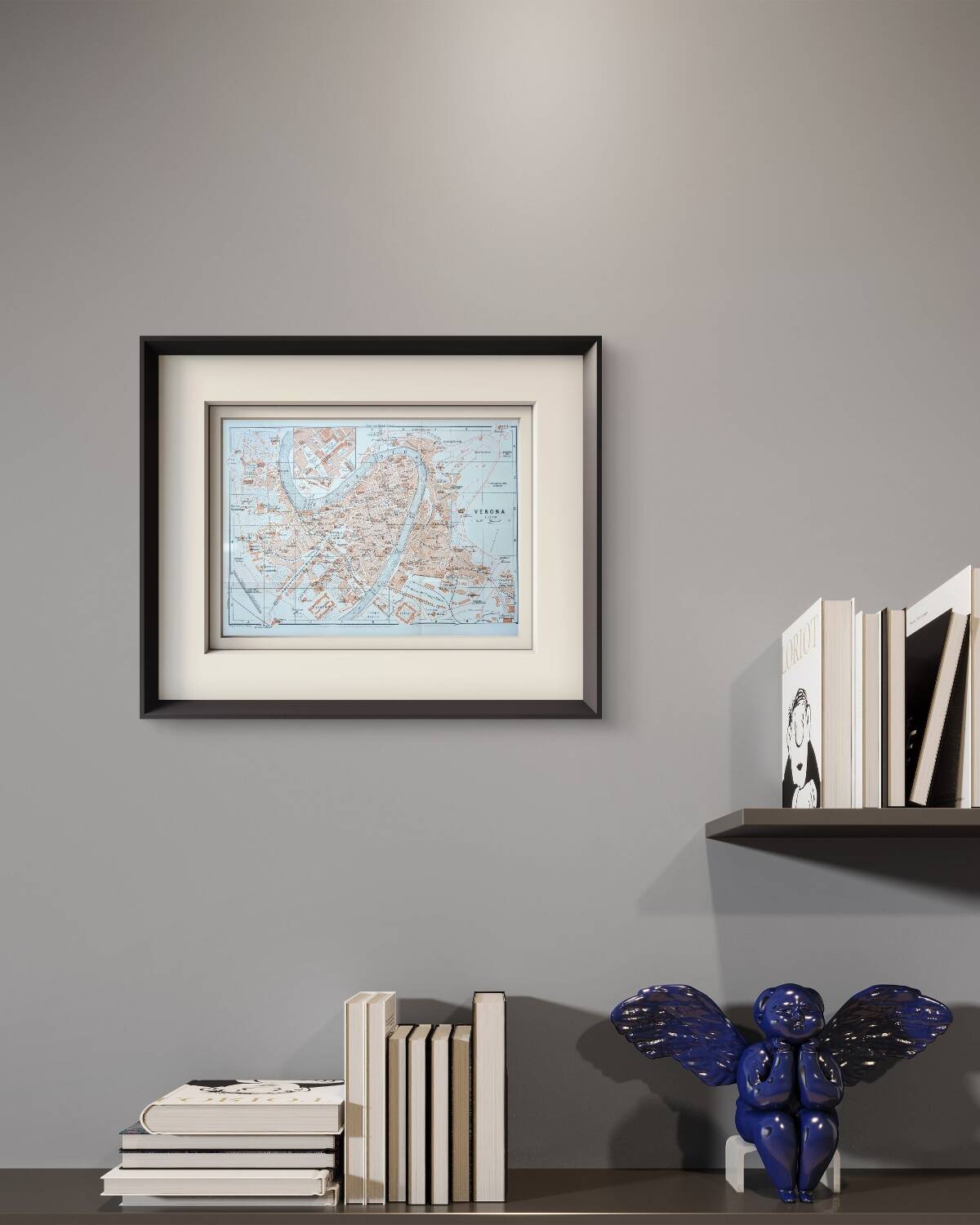 Printed in 1909, map of Verona (Verona), Veneto, Italy.