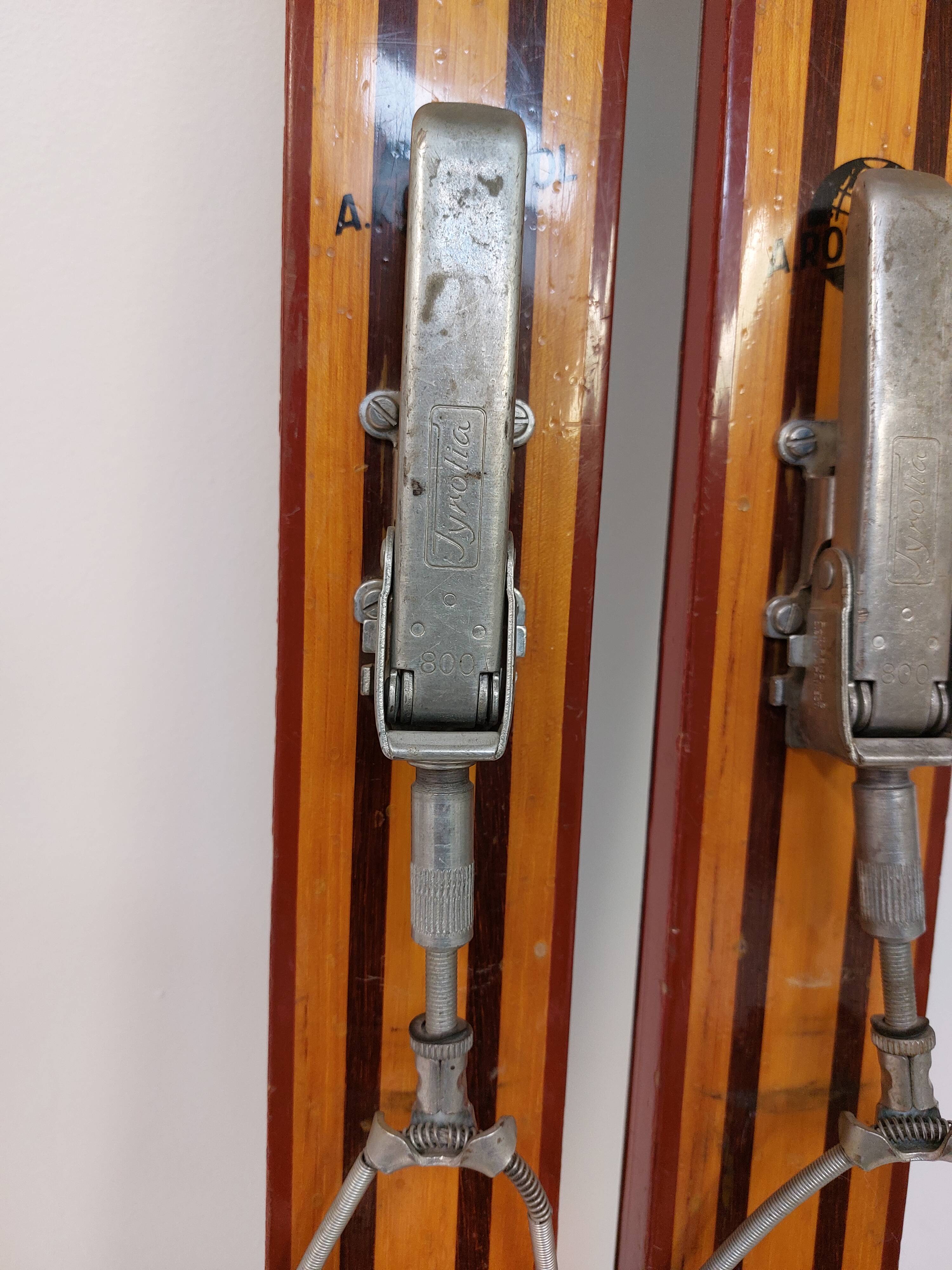Vintage wooden skis Rossignol Hickory Olympic model 204 cm