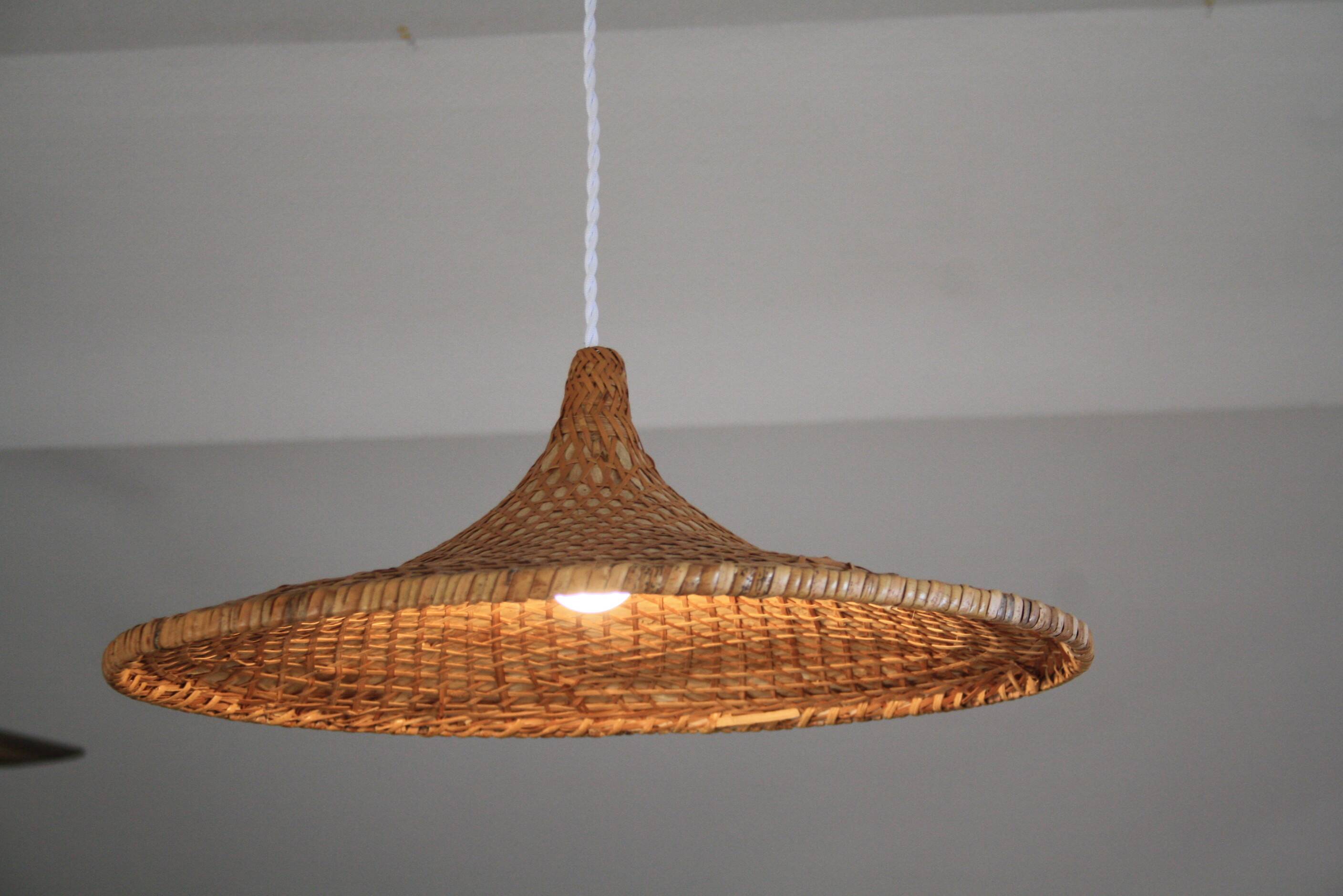Chinese paper and rattan hat suspension