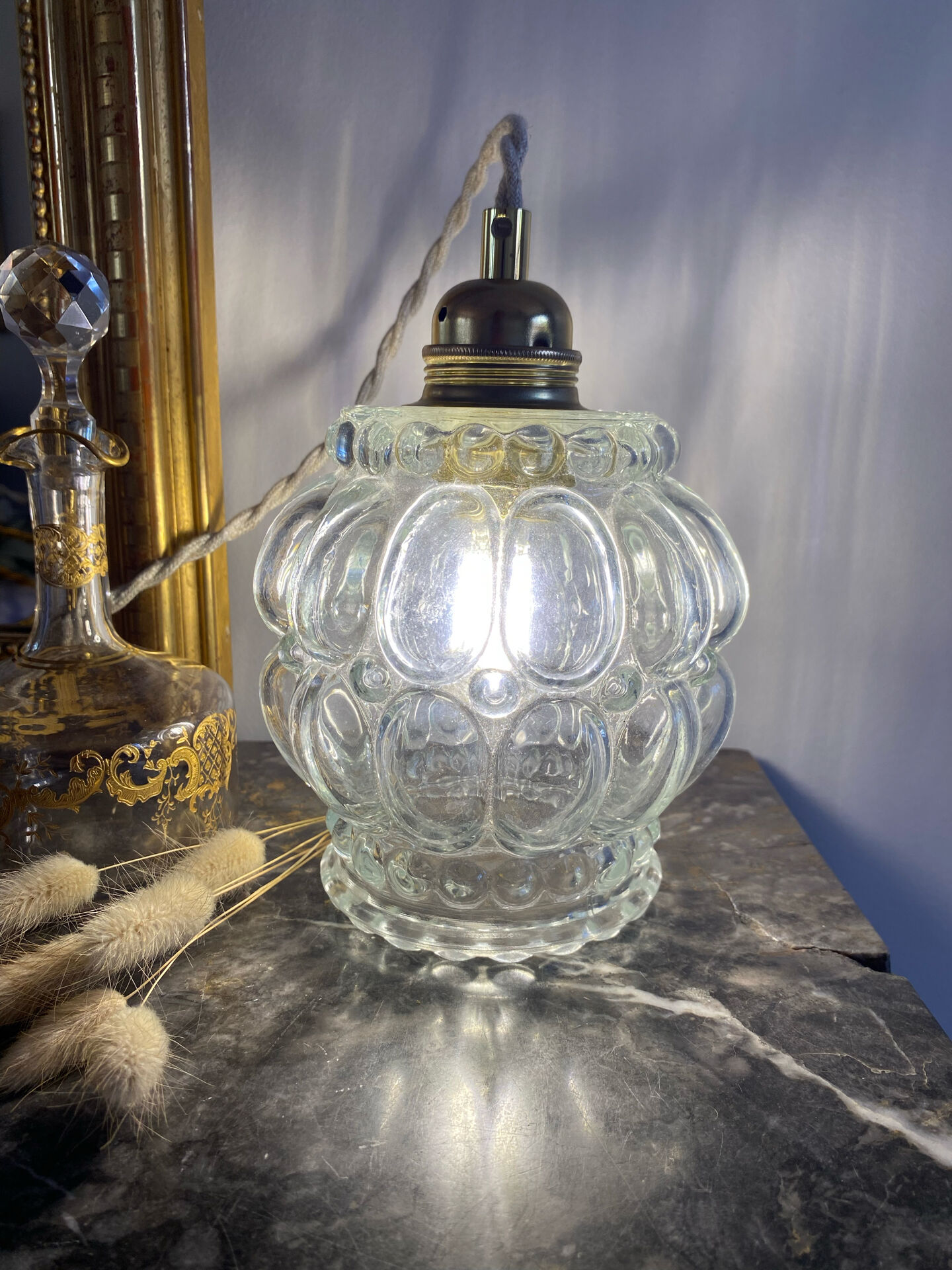 Vintage glass globe lamp
