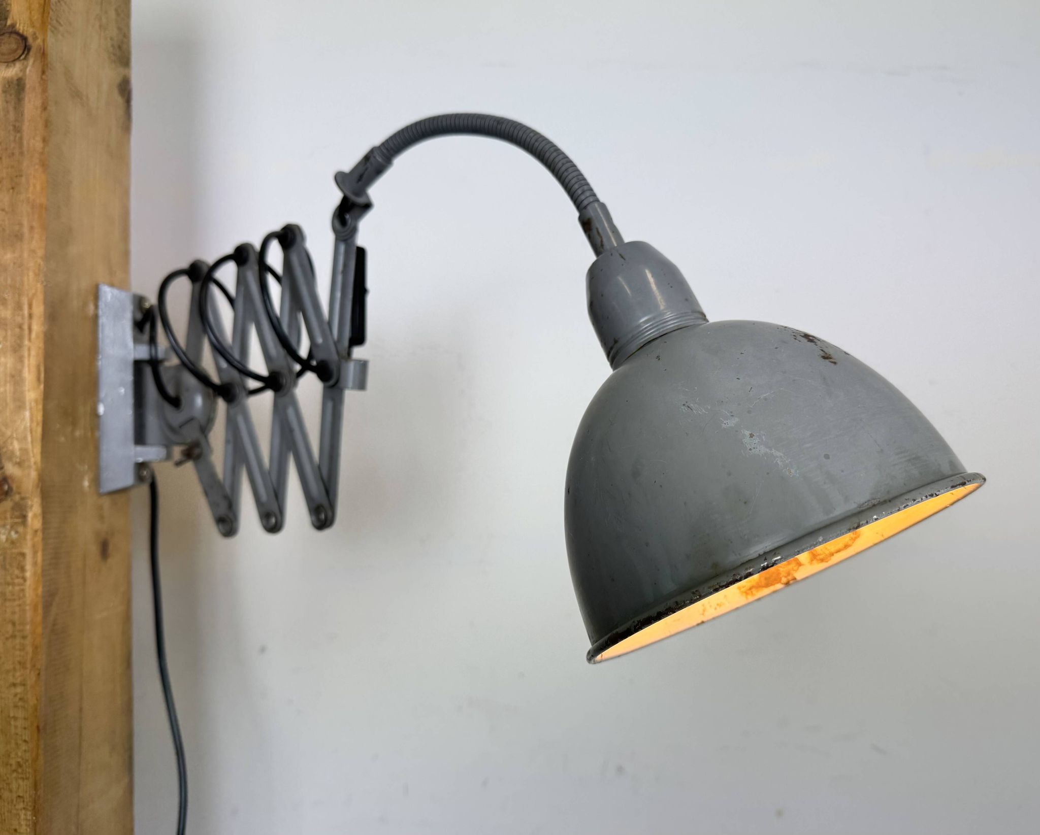 Grey Industrial Scissor Wall Lamp from Elektroinstala, 1960s