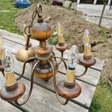 Lustre bois et laiton