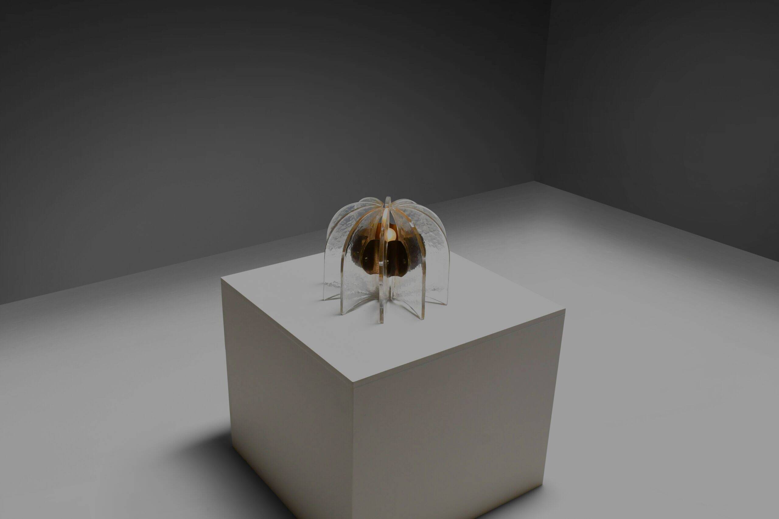 Beautiful Murano glass and brass table lamp, Italy 1950s