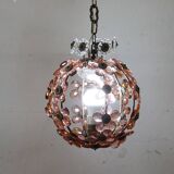 Pendant Lamp In Iron And Murano Glass, Italy Early 20th Century