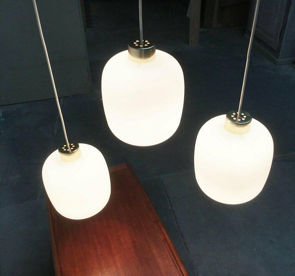 Suspensions à ballon en verre allemand du milieu du siècle, années 1960, lot de 3