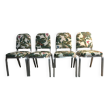 Aluminum chairs covered with Yasmine All overdose multicolor fabric Maison Thevenon arma Burgess