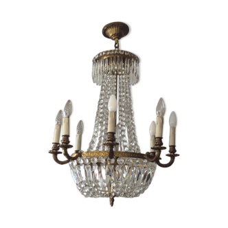 Old bronze hot air balloon chandelier with stamps