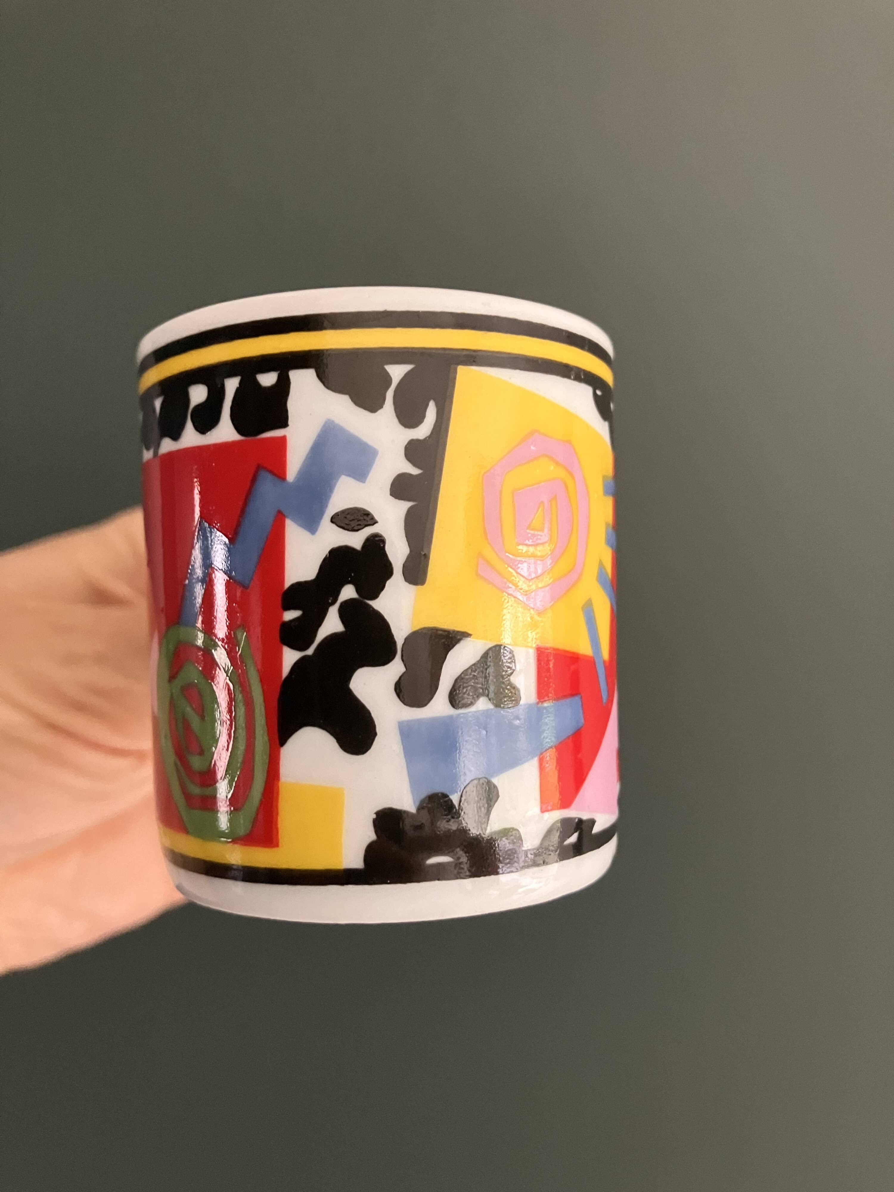 Set of 4 coffee cups memphis 80s fujimori kato kogei