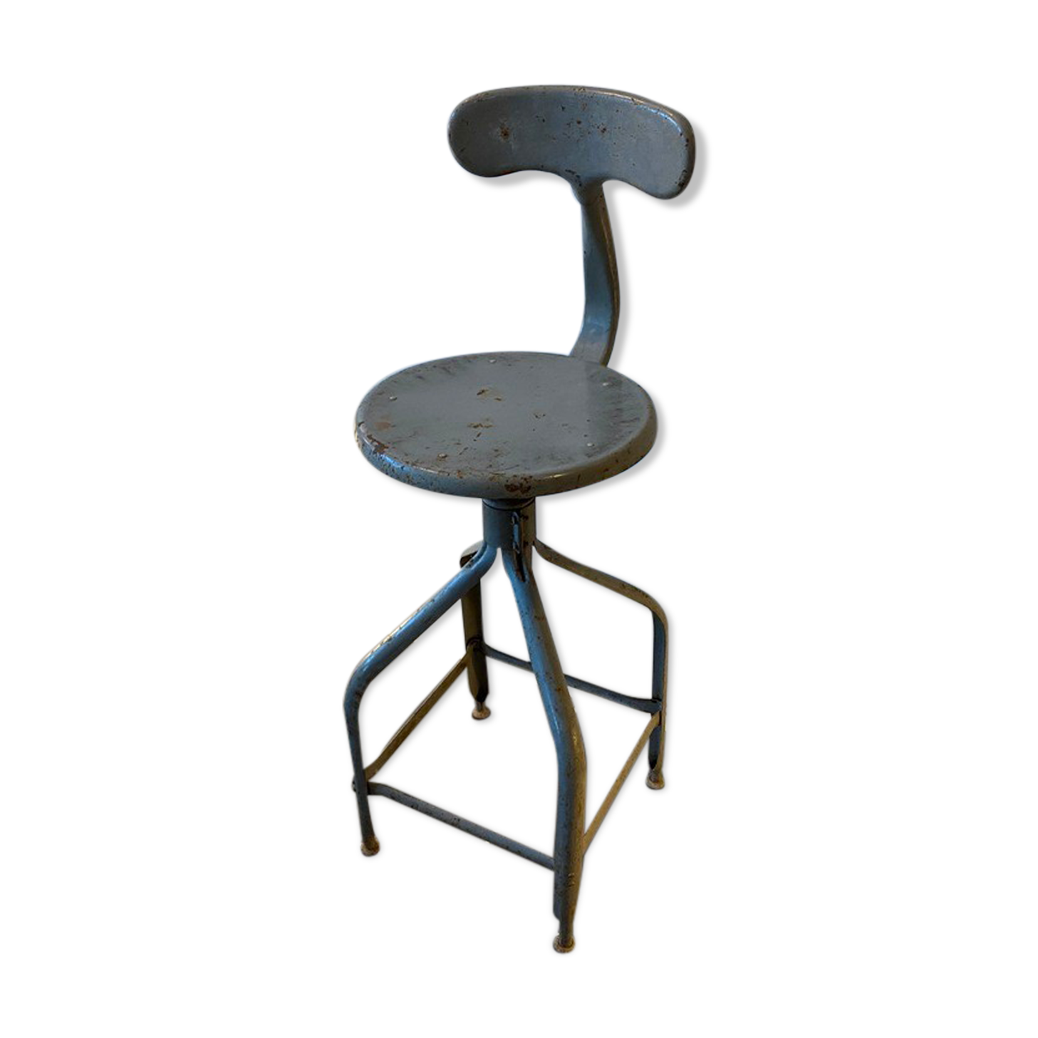 Nicolle industrial architect high chair swivel up adjustable metal gray 1950