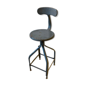 Nicolle industrial architect high chair swivel up adjustable metal gray 1950
