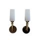 Pair of wall sconces brass tulip shade square frosted glass white