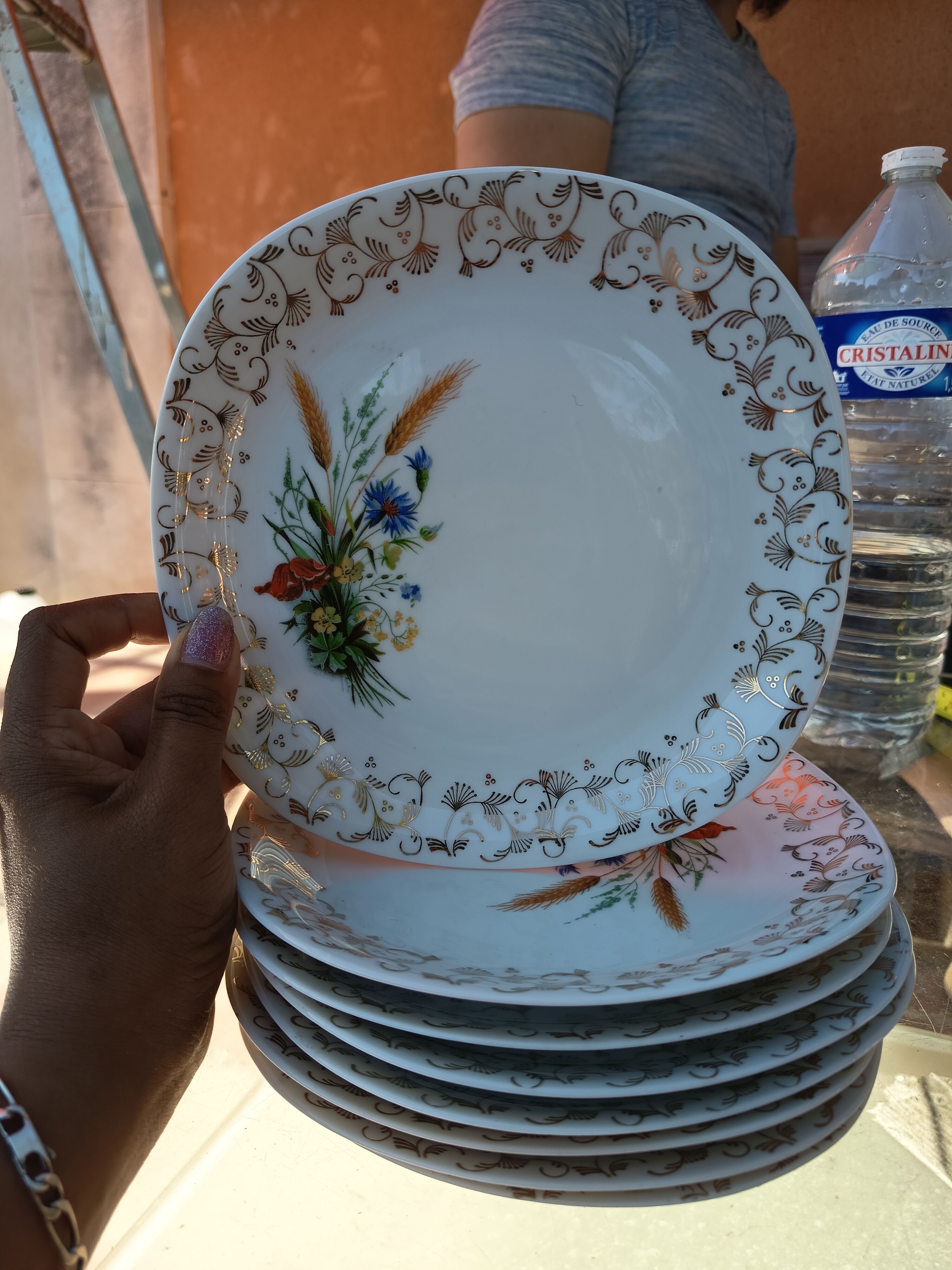 Set of 8 country-style dessert plates