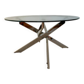 Table basse vintage-piétement chromé sculptural-esprit Space Age