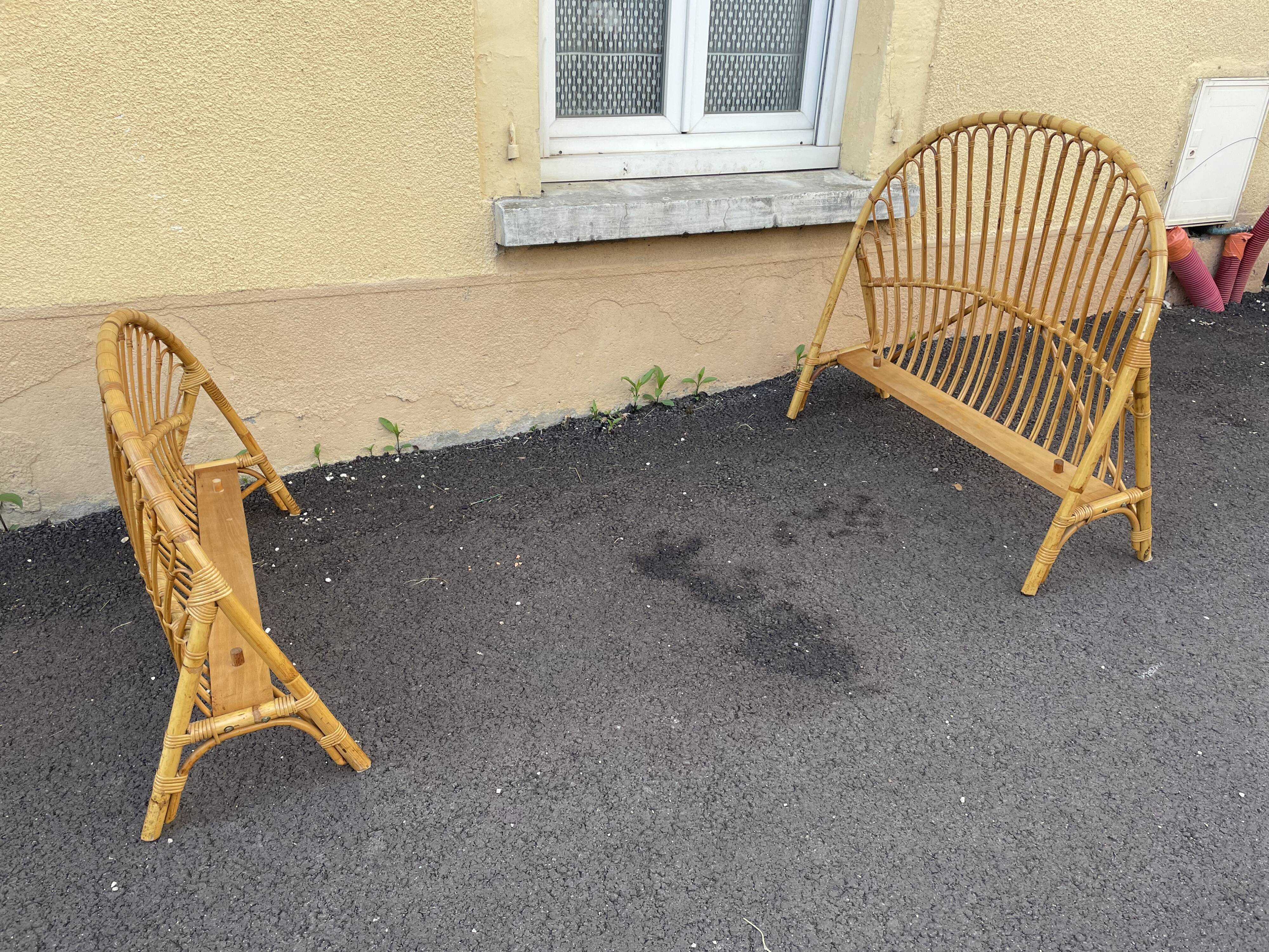 Rattan basket bed & bedside