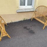 Rattan basket bed & bedside