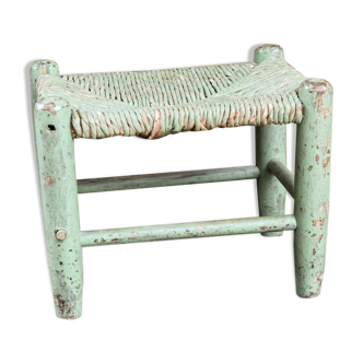 Ancien tabouret bois et paille