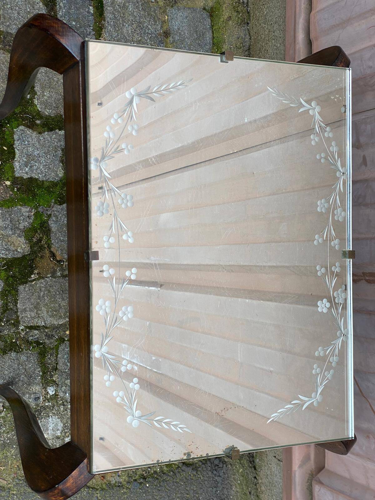 Louis XV solid wood mirrored coffee table