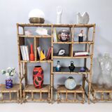 Bamboo Bookcase with Smoked Glass Shelves by Vivai del Sud, Italy