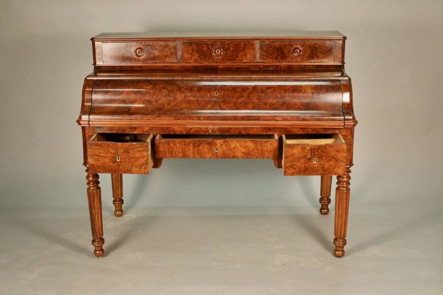 19th century walnut and burl walnut stepped desk