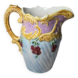 Art nouveau floral decorated barbotine pitcher