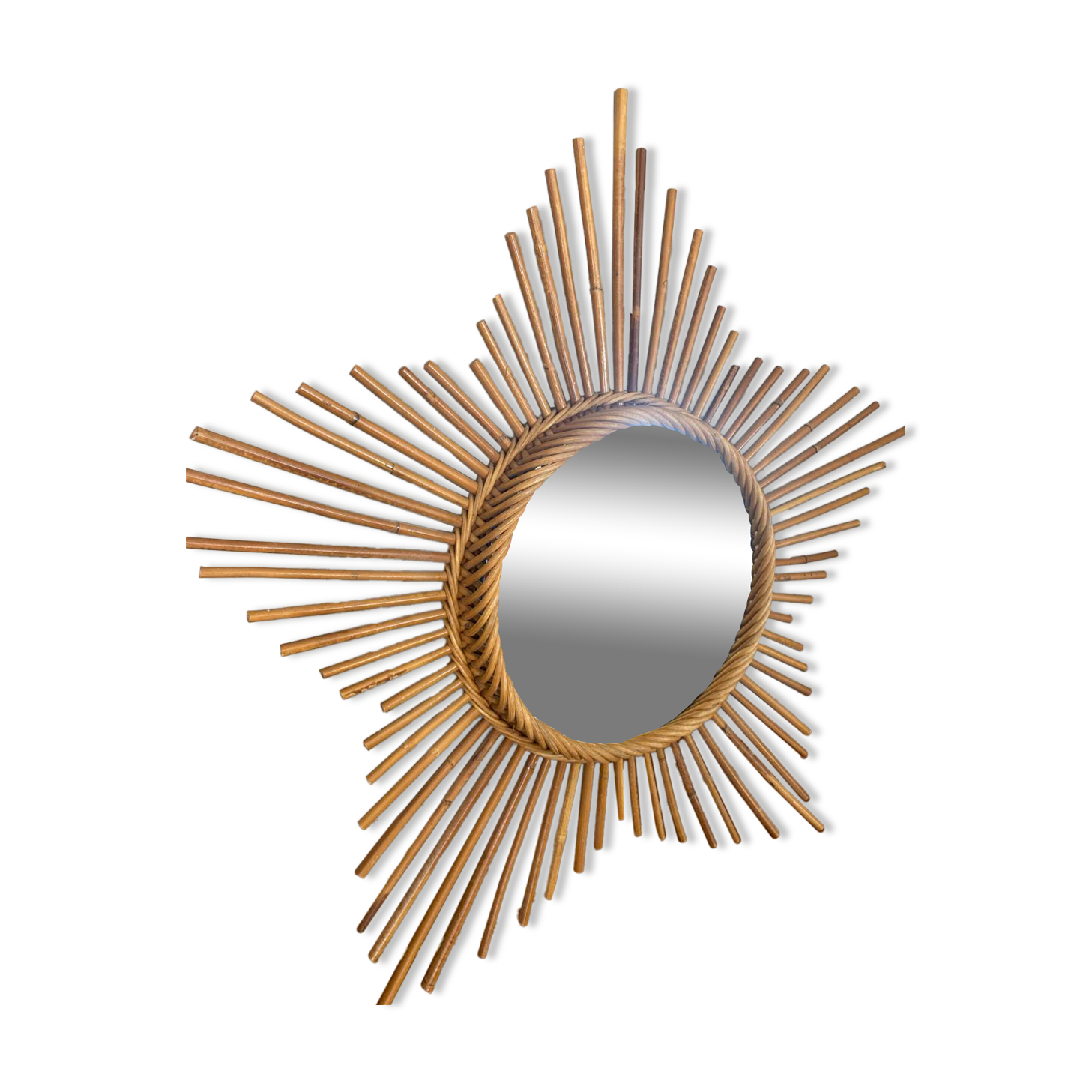 Very beautiful vintage rattan sun mirror