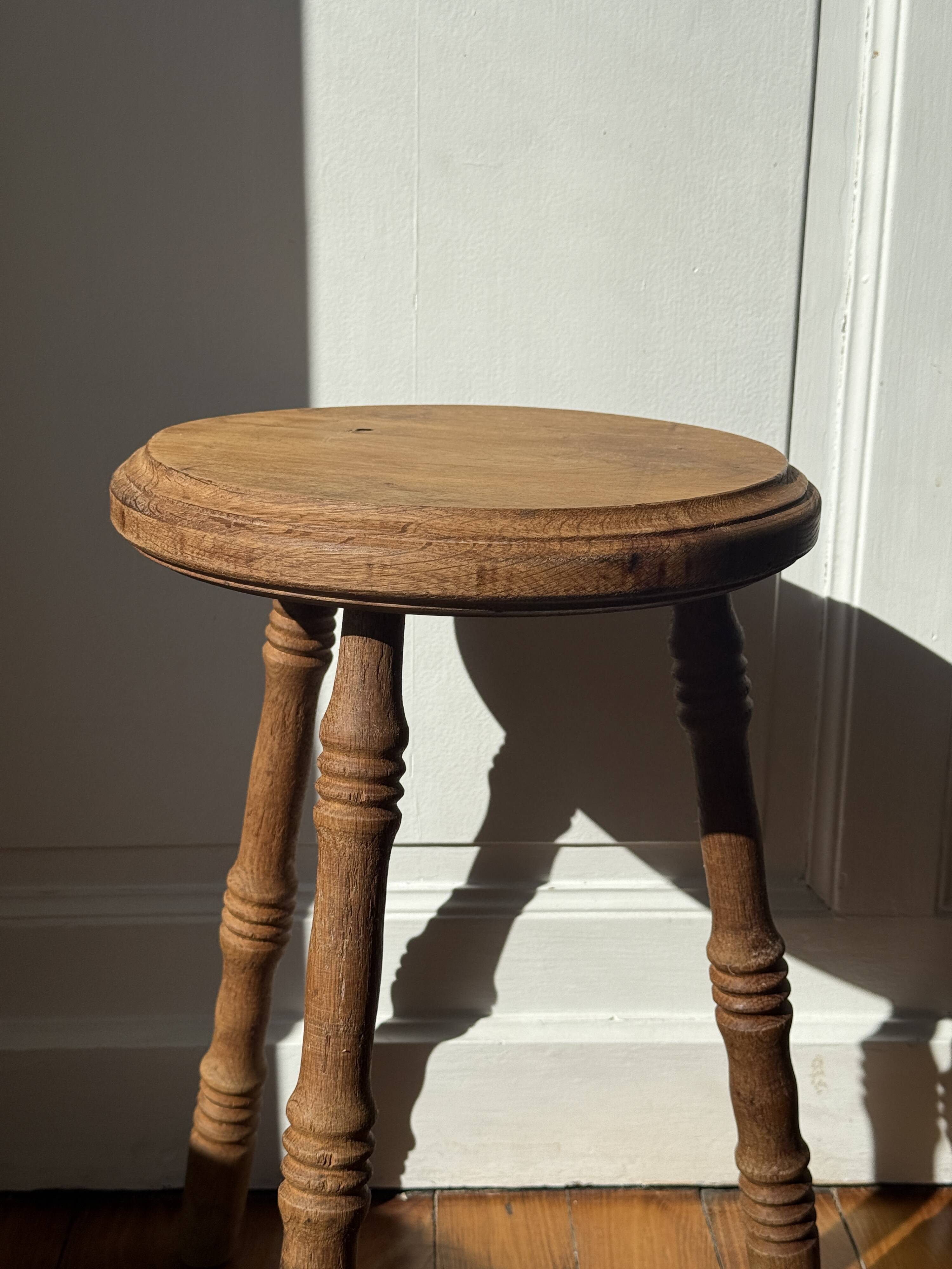 Vintage stool in raw wood