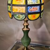 Brutalist lamp with shade attributed to Philip Delfinger Mexico glass and metal 1960