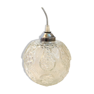 Suspension boule en verre à motifs des années 50