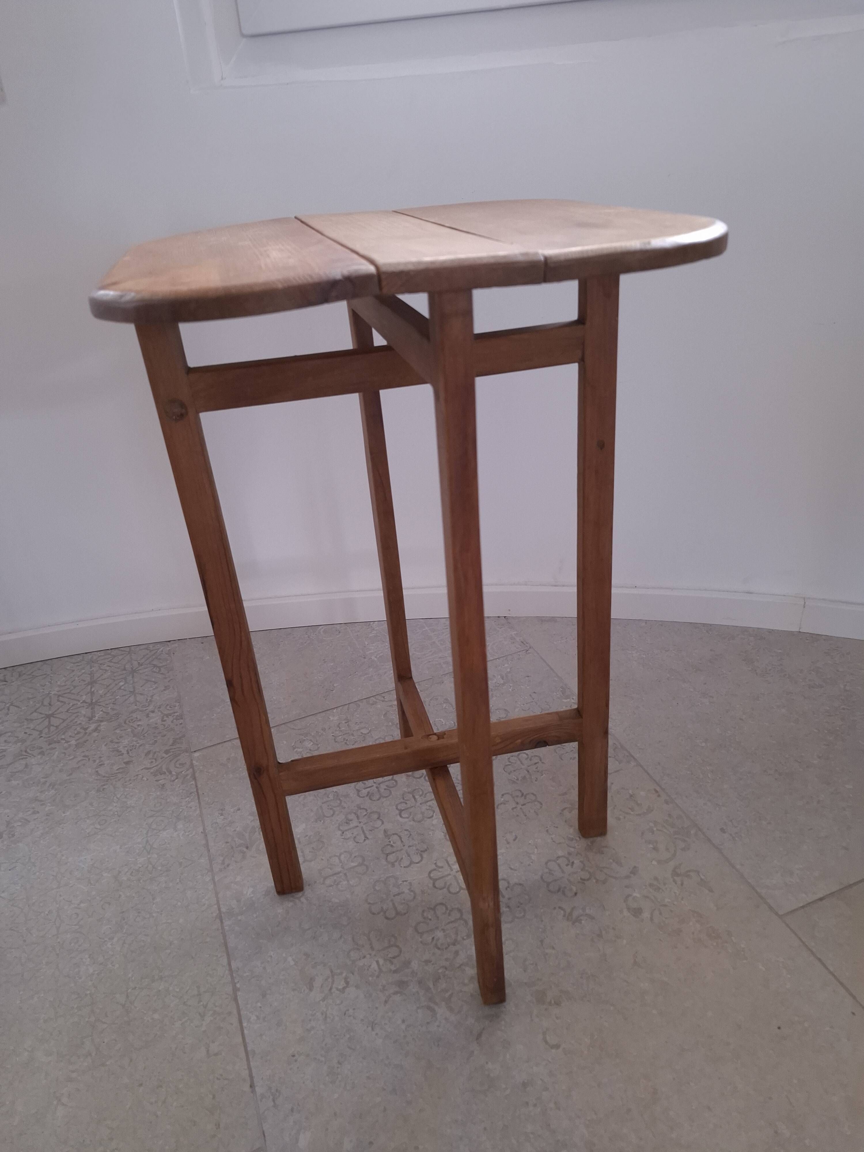 Folding wooden side table