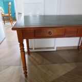 Minister's desk style L. Philippe – 2 drawers – cherry wood – faux leather desk mat