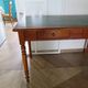 Minister's desk style L. Philippe – 2 drawers – cherry wood – faux leather desk mat