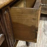 Renaissance style center desk with side pulls in carved walnut